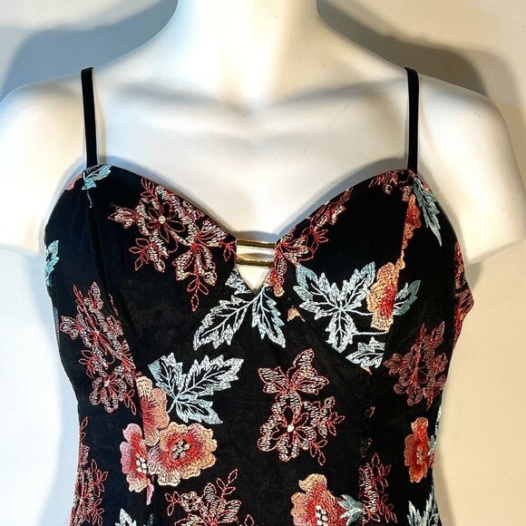 Guess SZ M Black Embroidered Mesh 80's Dress Boho Whimsigoth Fairy Sexy Y2K - Picture 7 of 15